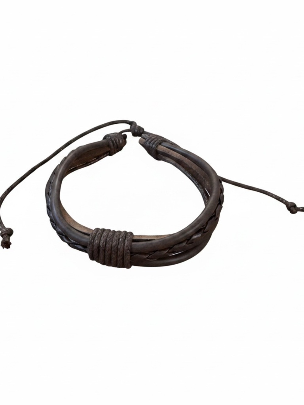 Brown Braided Leather Adjustable Bracelet new